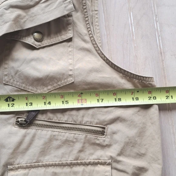 LAUREN Ralph Lauren Khaki Cargo Utility 7 Pockets Outdoor Zip Snap Cotton Vest - Picture 9 of 10